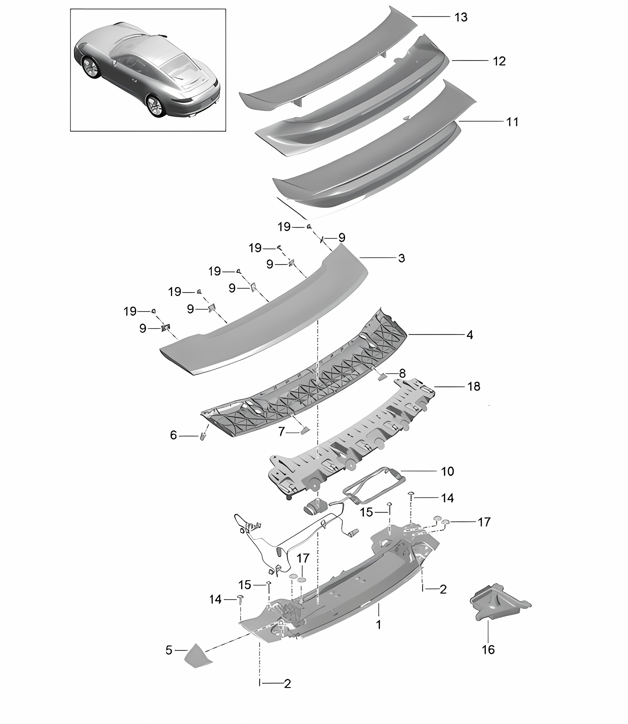 Rear spoiler 991.1 2012-16