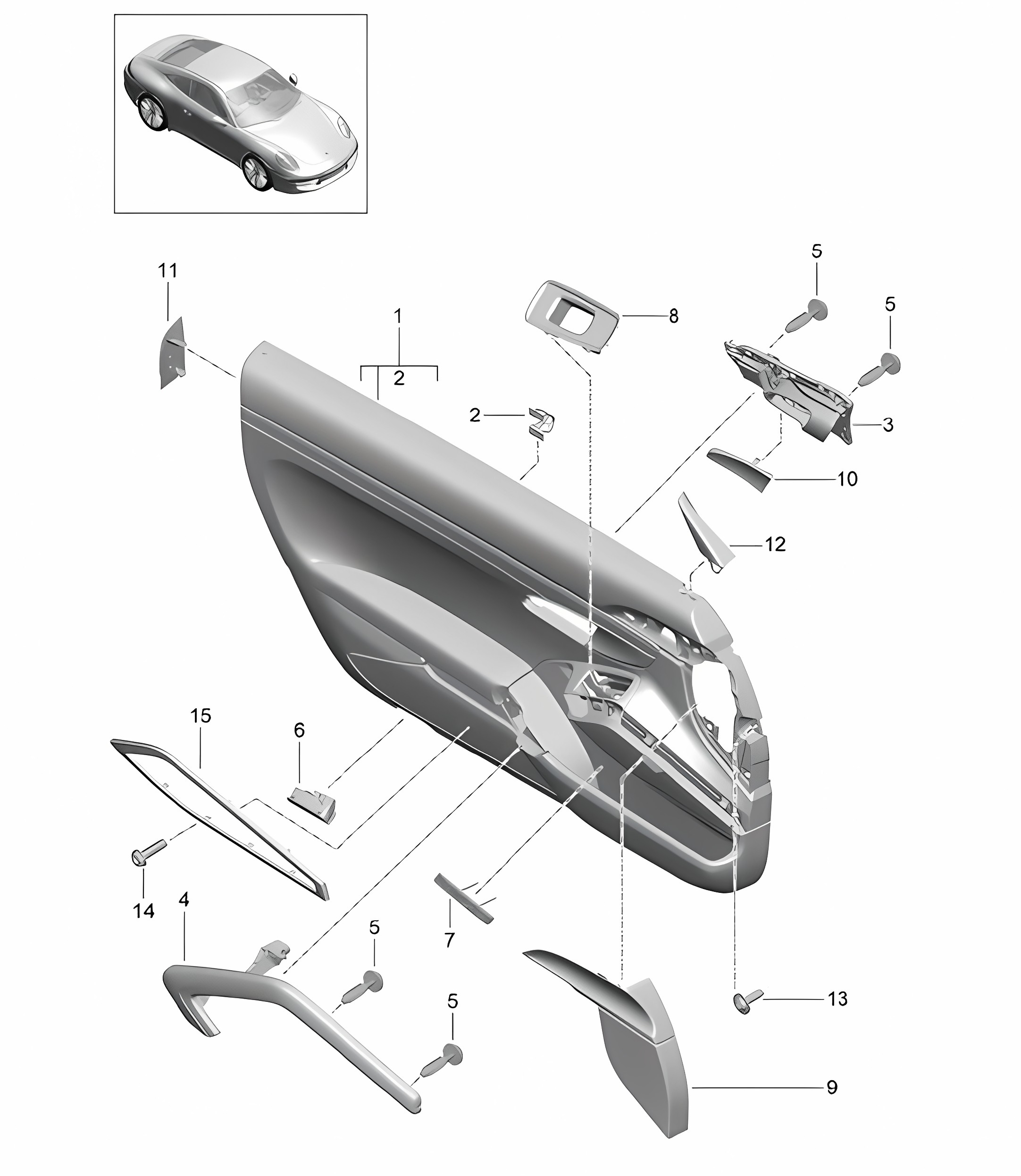 Door panel / Accessories (PR: XWB, 788) 991.1 2012-16