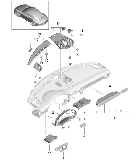 Diagram 809-005 Porsche 991 (911) MK2 2016-2019 Carrosserie