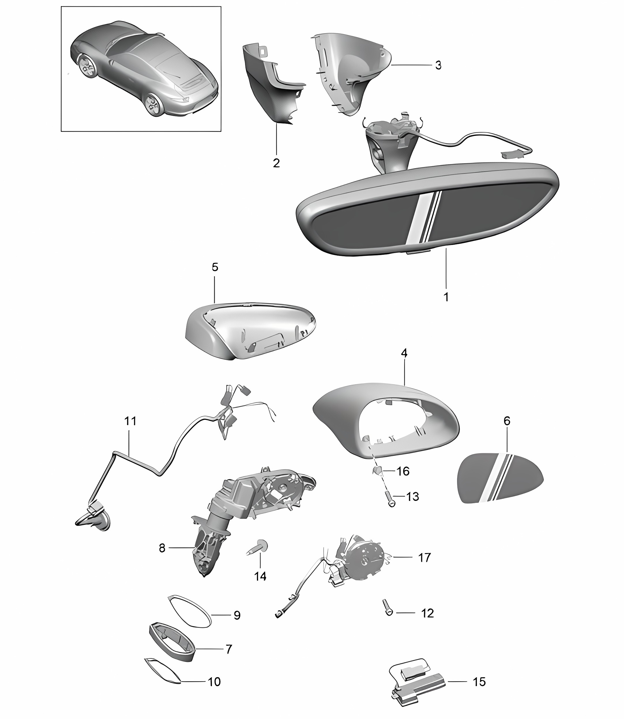 Interior mirror / Exterior mirror  991.1 2012-16