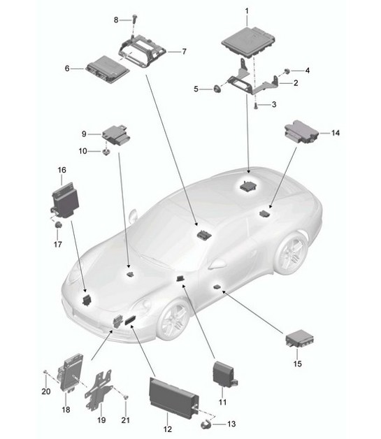 Diagram 901-003 Porsche Boxster 986/987/981 (1997-2016) Electrical equipment
