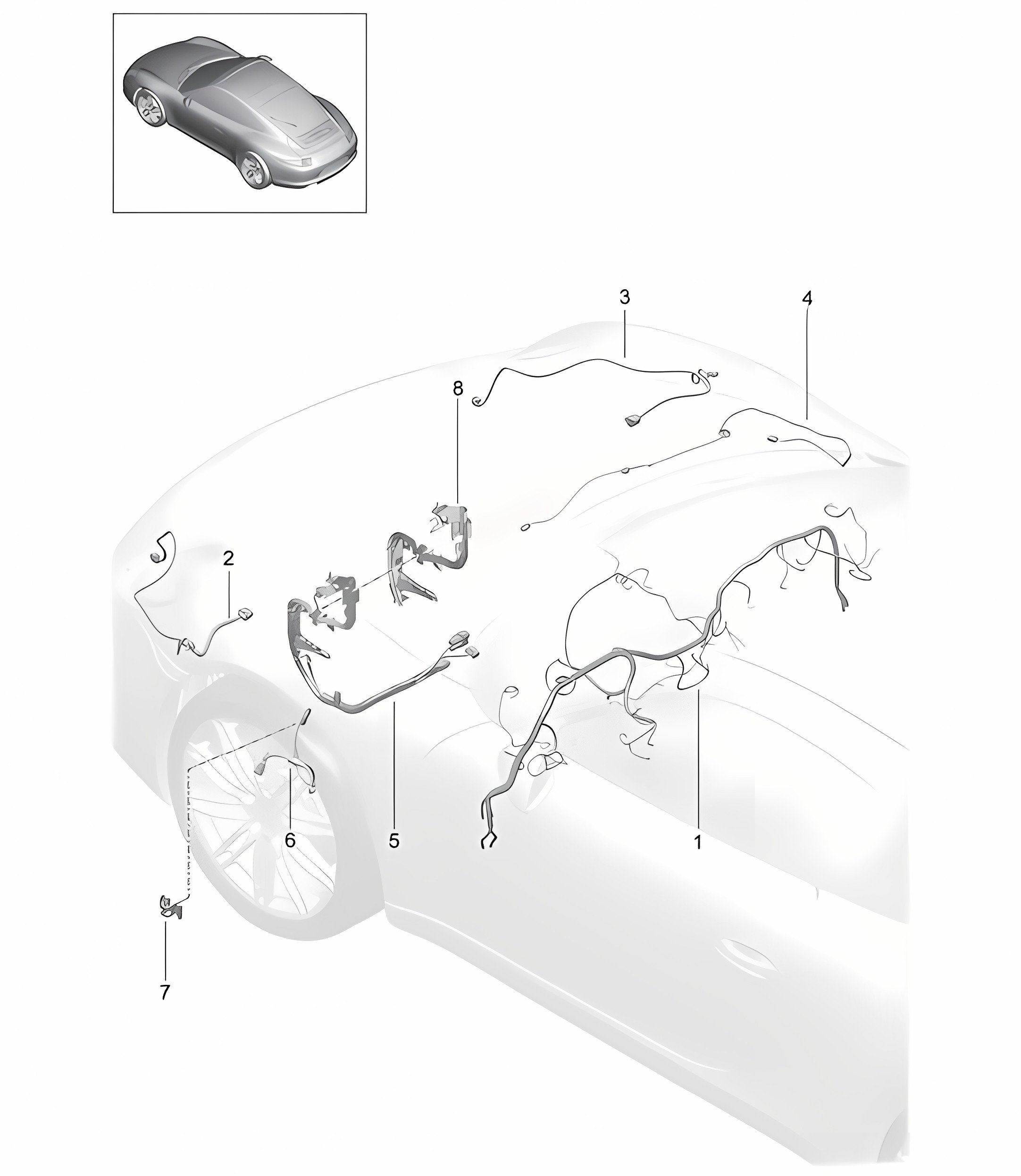 Wiring looms dashboard / Trim / Cover / Steering / Front axle 991.1 2012-16