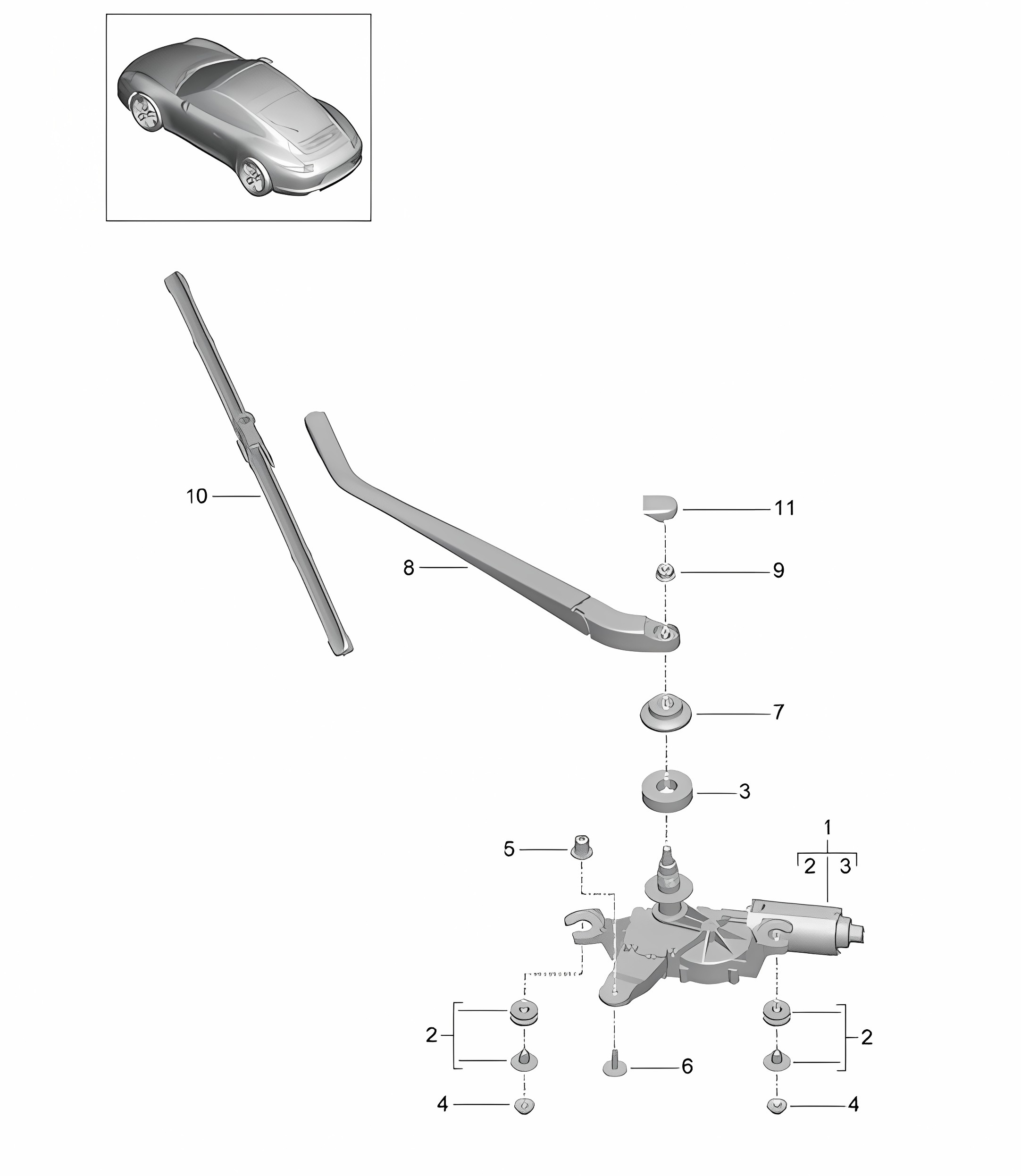 Rear window wiper 991.1 2012-16