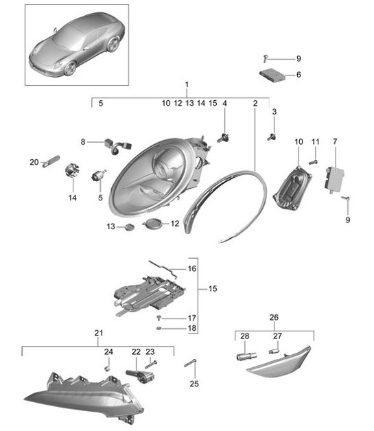 Diagram 905-000 Porsche Cayenne 92A (958) 2010-2017 Electrical equipment
