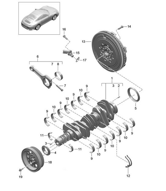 Diagram 102-000 Porsche 991 (911) MK1 2012-2016 Engine