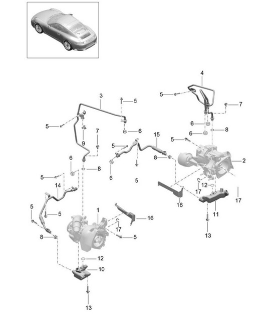 Diagram 202-005 Porsche Macan (95B) MK1 (2014-2018) Fuel System, Exhaust System
