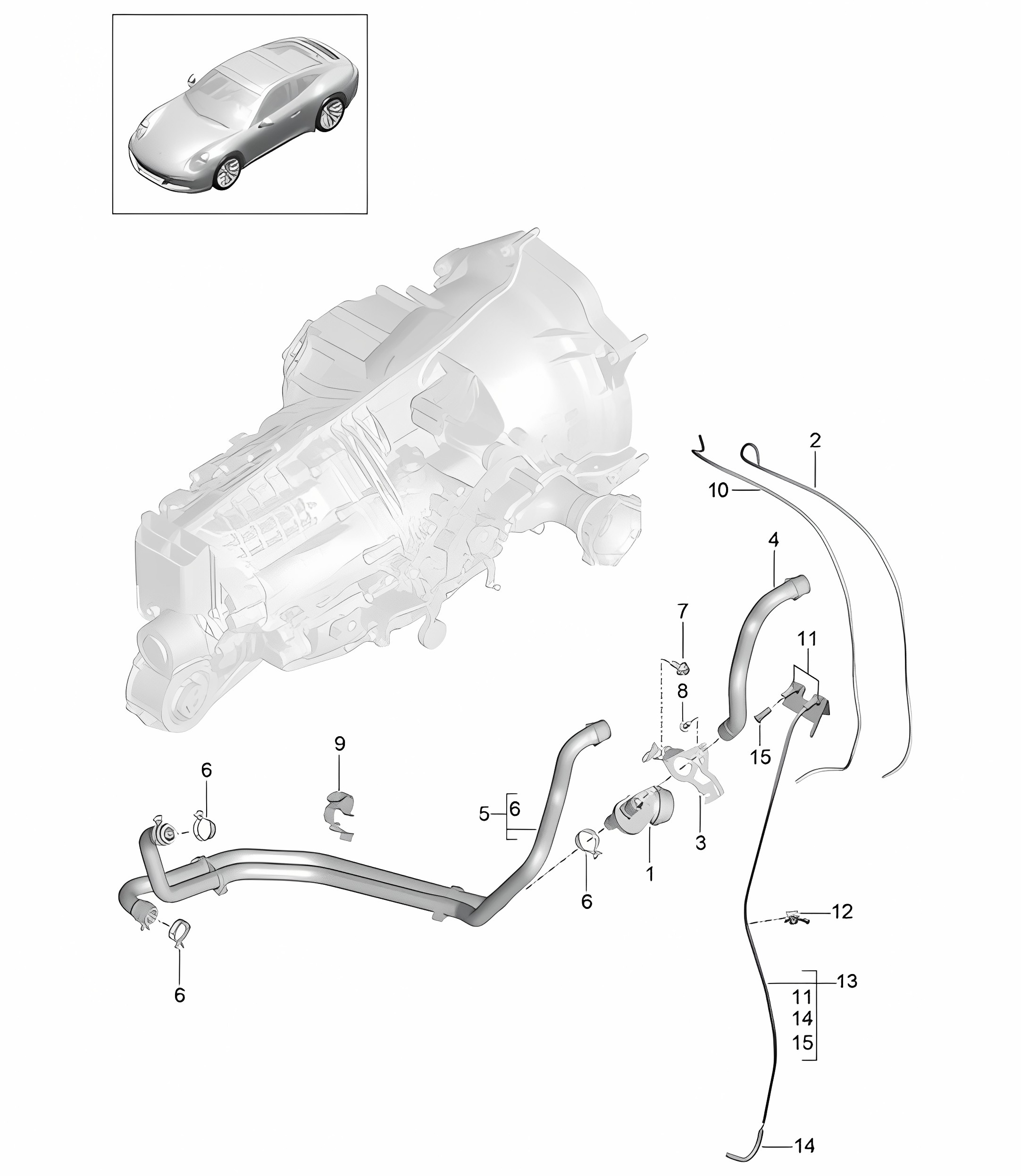 Manual gearbox / Heat exchanger / Oil pipe / Water pipe - G9105,G9106, G9135 - 991.2 Carrera 2017-19