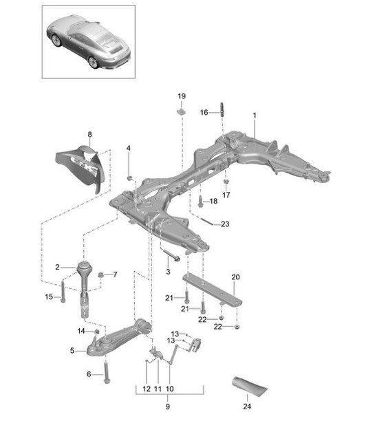 Diagram 401-000 Porsche Boxster 986/987/981 (1997-2016) Front Axle, Steering 