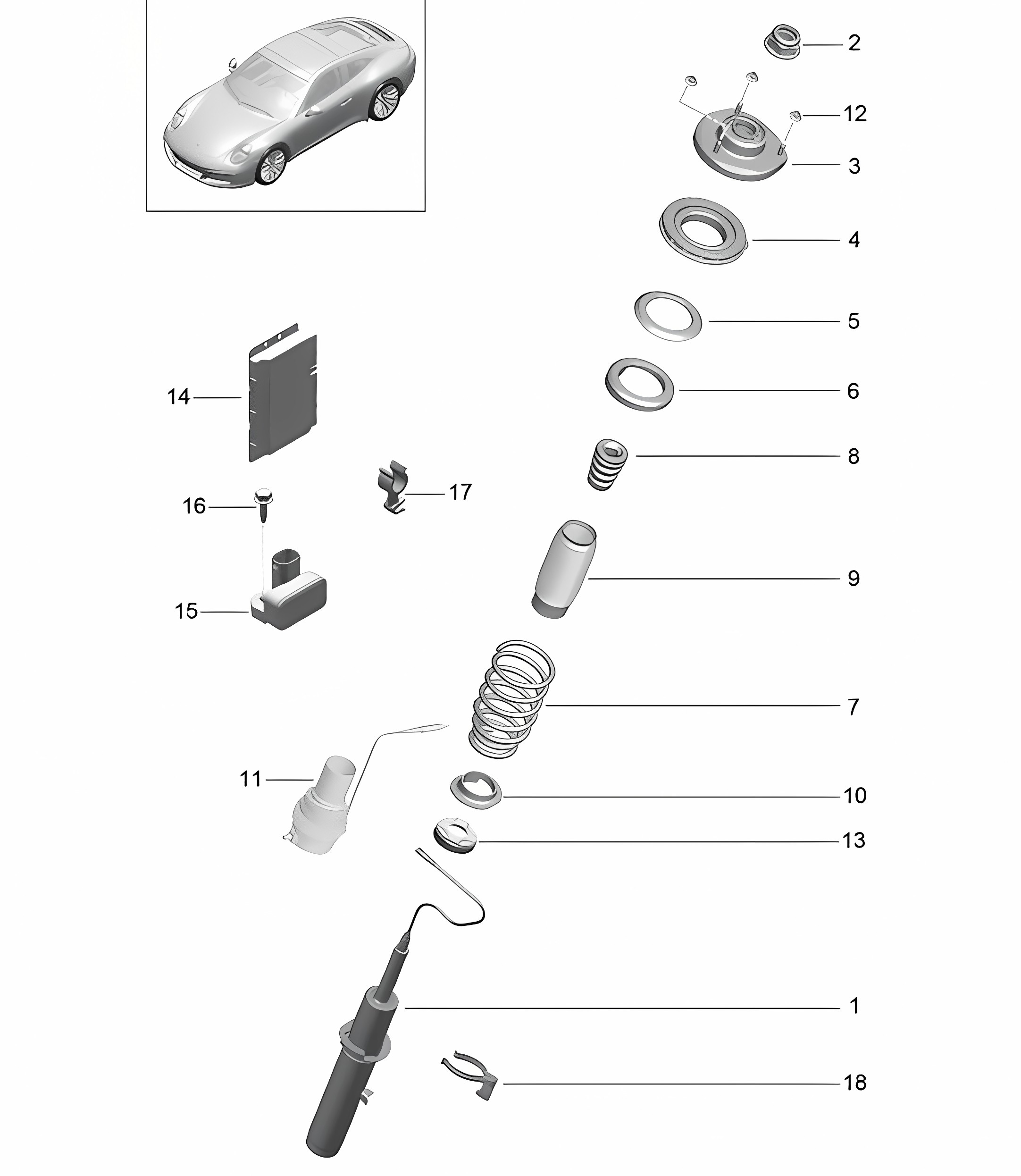 Suspension / Shock absorber strut 991.2 Carrera 2017-19