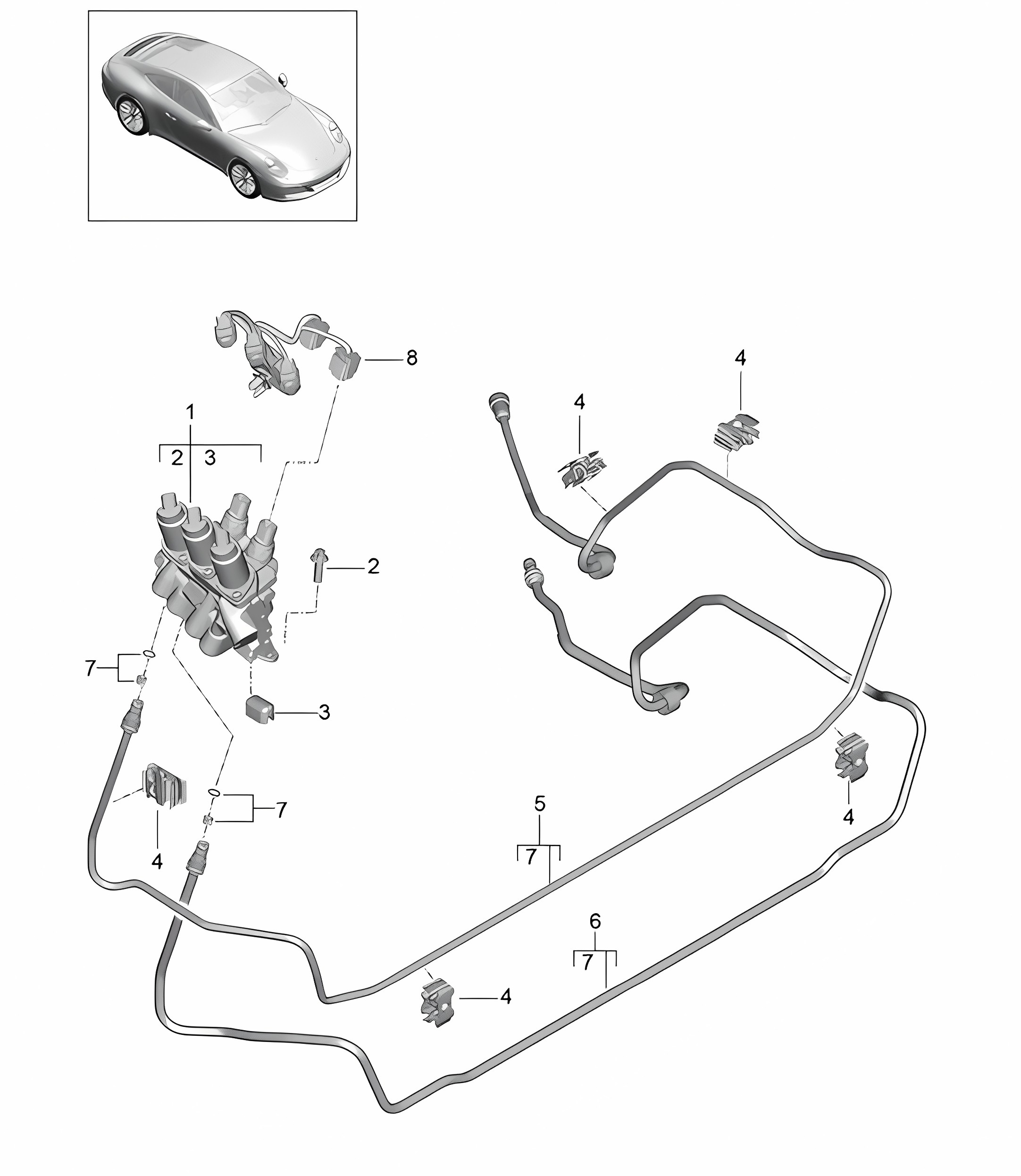 Lines / Valve block / Front end / PDCC - PR:031,352 - 991.2 Carrera 2017-19