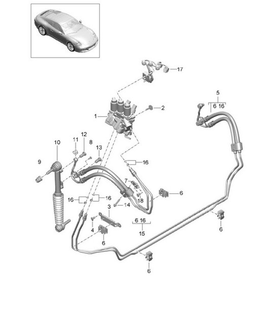 Diagram 402-030 Porsche 997 MK1 Carrera 2S 3.8L 2005-08 Front Axle, Steering 