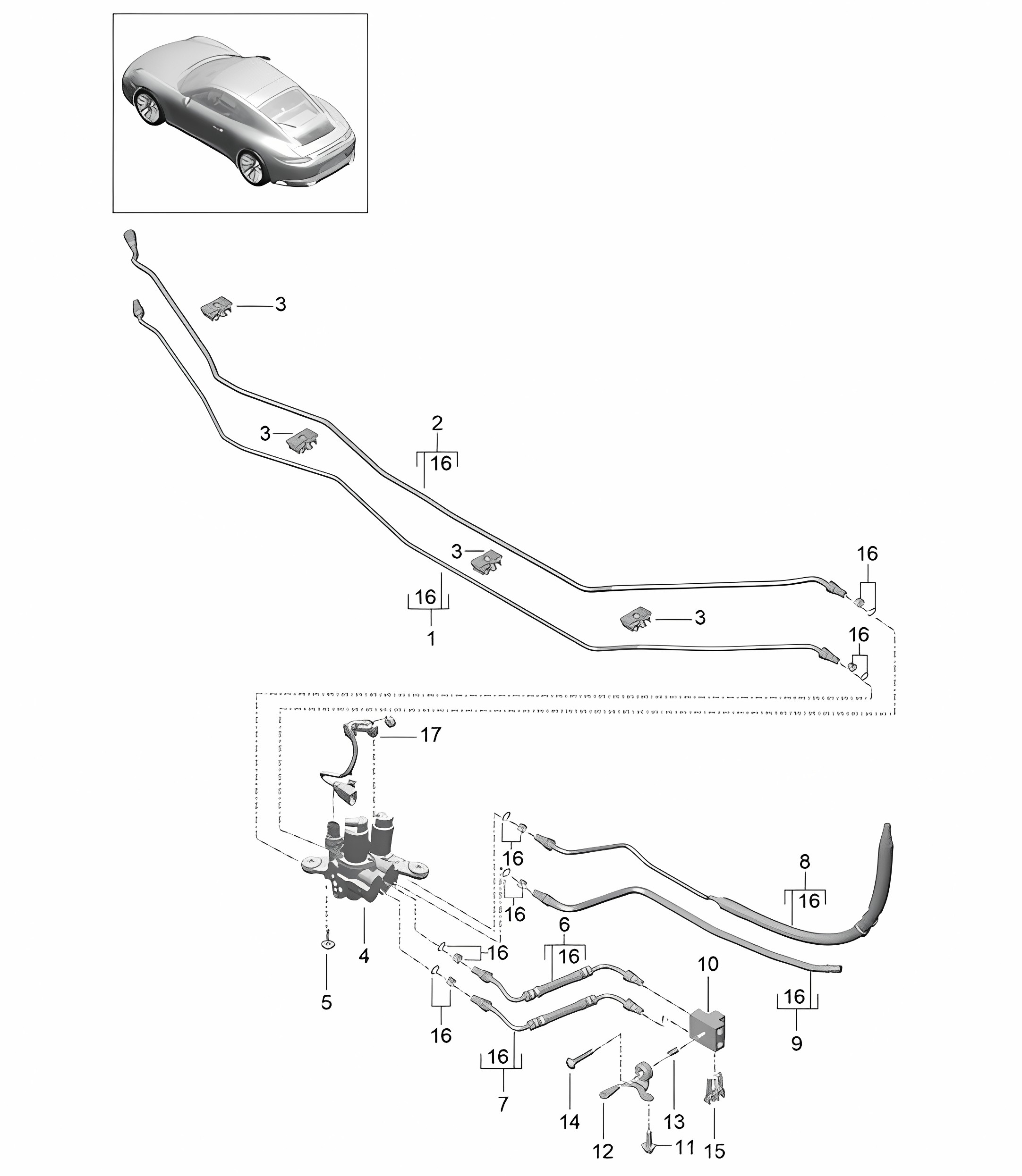 Lines / Underbody /  PDCC - Center, PR:031,352 - 991.2 Carrera 2017-19