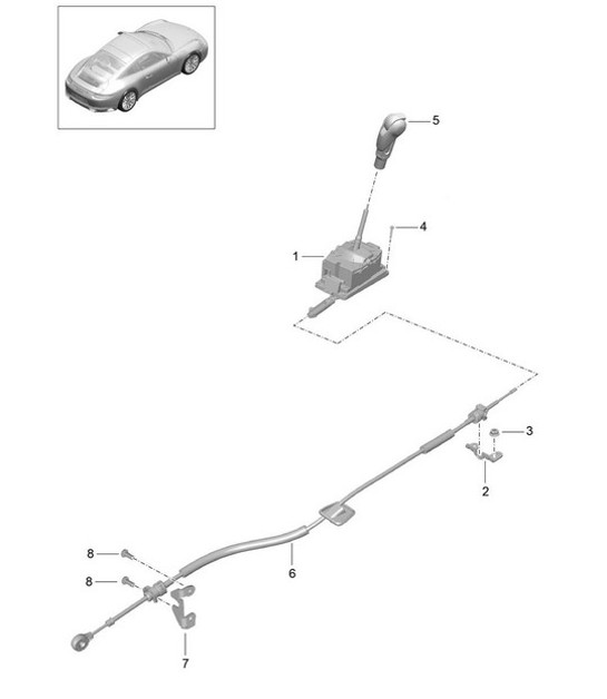 Diagram 701-001 Porsche 356 (1950-1965) Hand Lever System, Pedal Cluster 