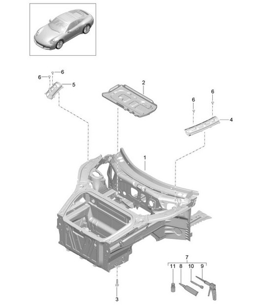 Diagram 801-005 Porsche 997 (911) MK1 2005-2008 Body