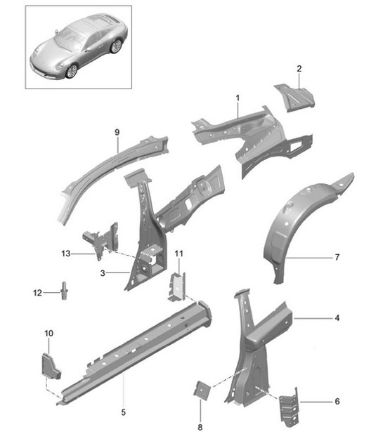 Diagram 801-050 Porsche Boxster 986/987/981 (1997-2016) Body