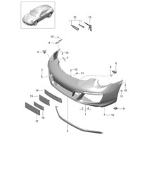 FRONT Bumper / Spoiler - Sport Design package, PR:XAS,XAT - 991.2 Carrera 2017-19