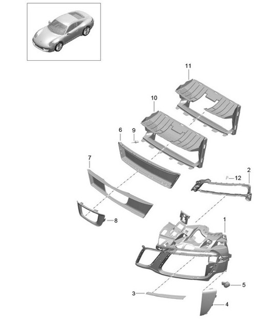 Guida d'aria Paraurti ANTERIORE - GTS, PR:011 - 991.2 Carrera 2017-19