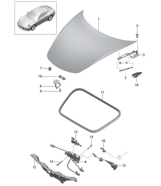 Diagram 803-000 Porsche 997 MK1 Carrera 2S 3.8L 2005-08 Carrosserie