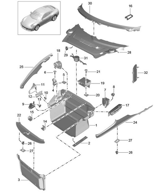 Diagram 807-005 Porsche 997 (911) MK2 2009-2012 Body