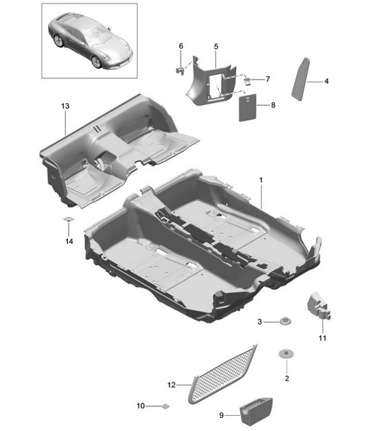 Diagram 807-010 Porsche 997 MKII Carrera C2 3.6L 2009-12 Body