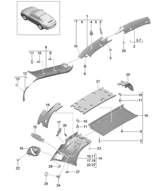 Diagram 807-057 Porsche Boxster 986/987/981 (1997-2016) Body