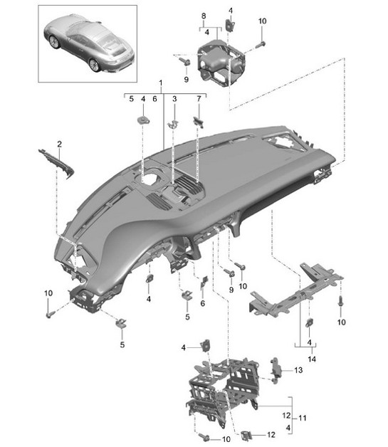 Diagram 809-000 Porsche 997 MKII Carrera C2 3.6L 2009-12 Body