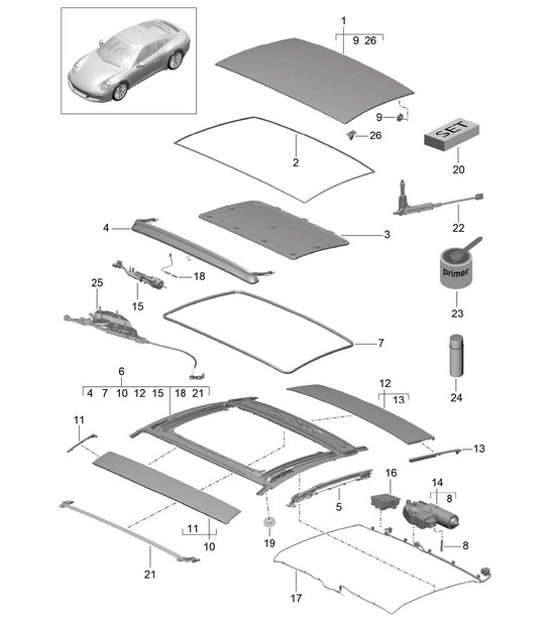Diagram 811-000 Porsche 997 (911) MK1 2005-2008 Body