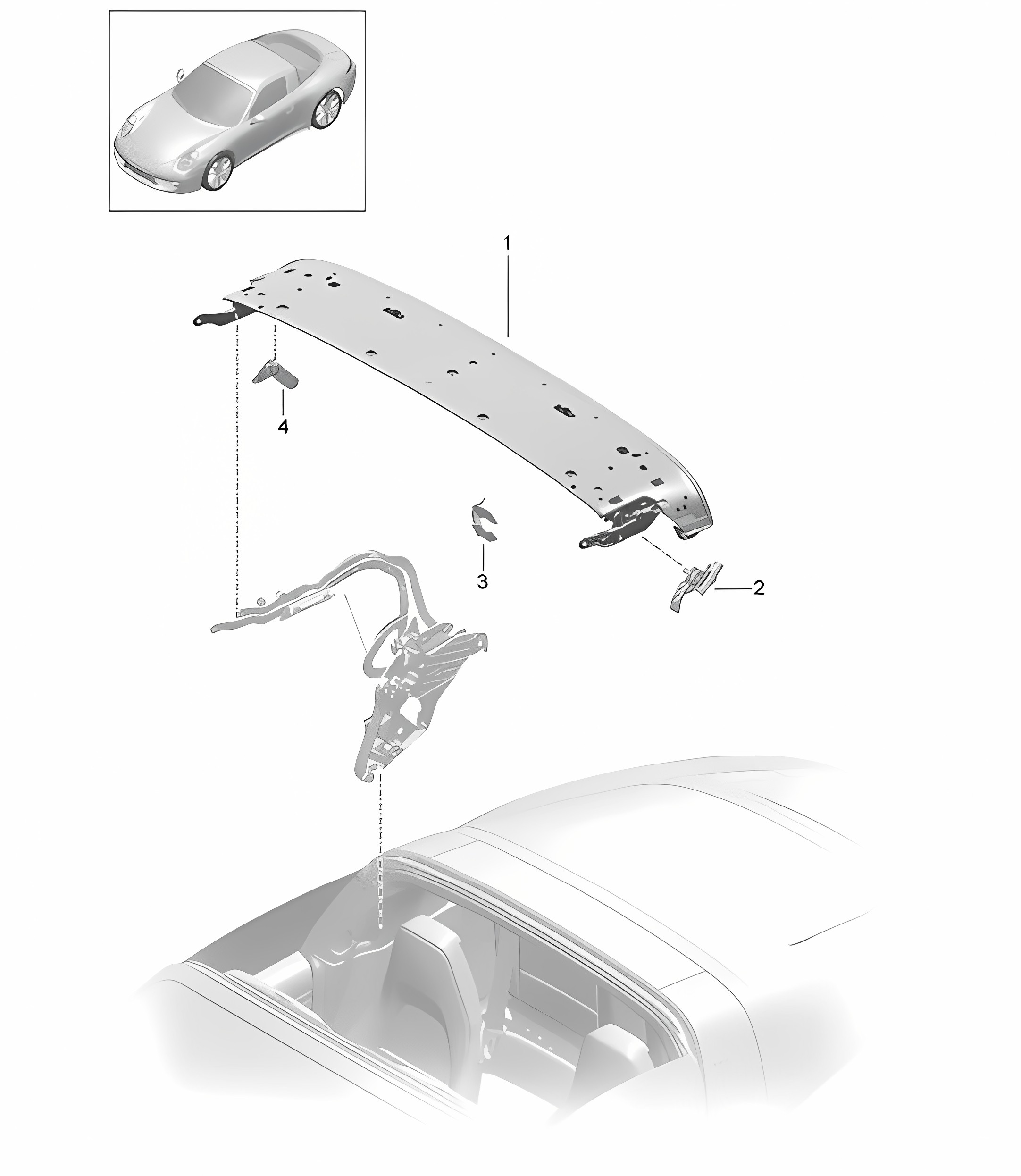 Top frame / Individual parts /  Roof arch / Locking mechanism - Side, TARGA - 991.2 2017-19