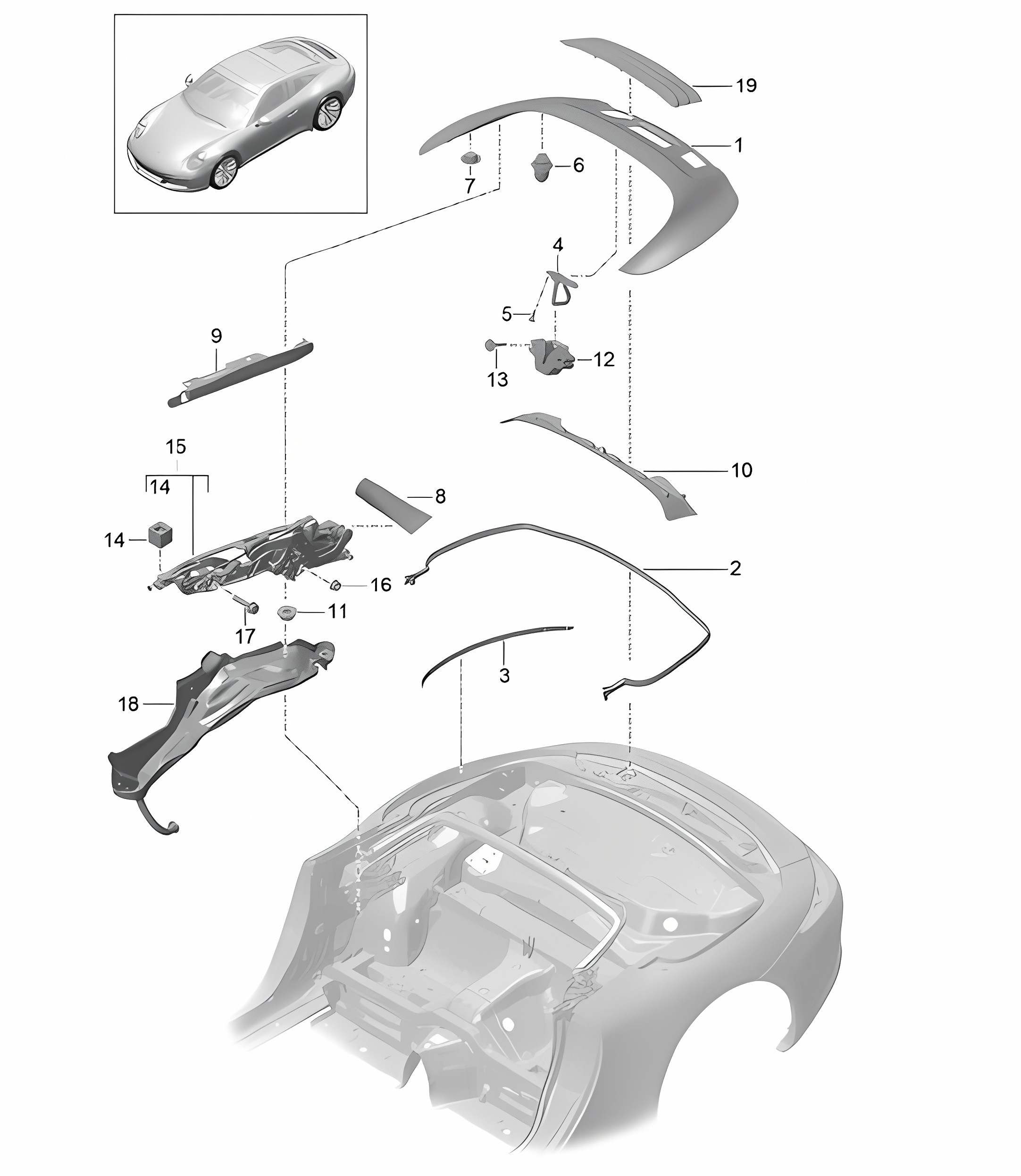 Convertible top stowage box / Cover - CABRIO - 991.2 Carrera 2017-19