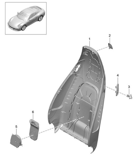 Guscio dello schienale / Sedile sportivo / Accessori 991.2 Carrera 2017-19
