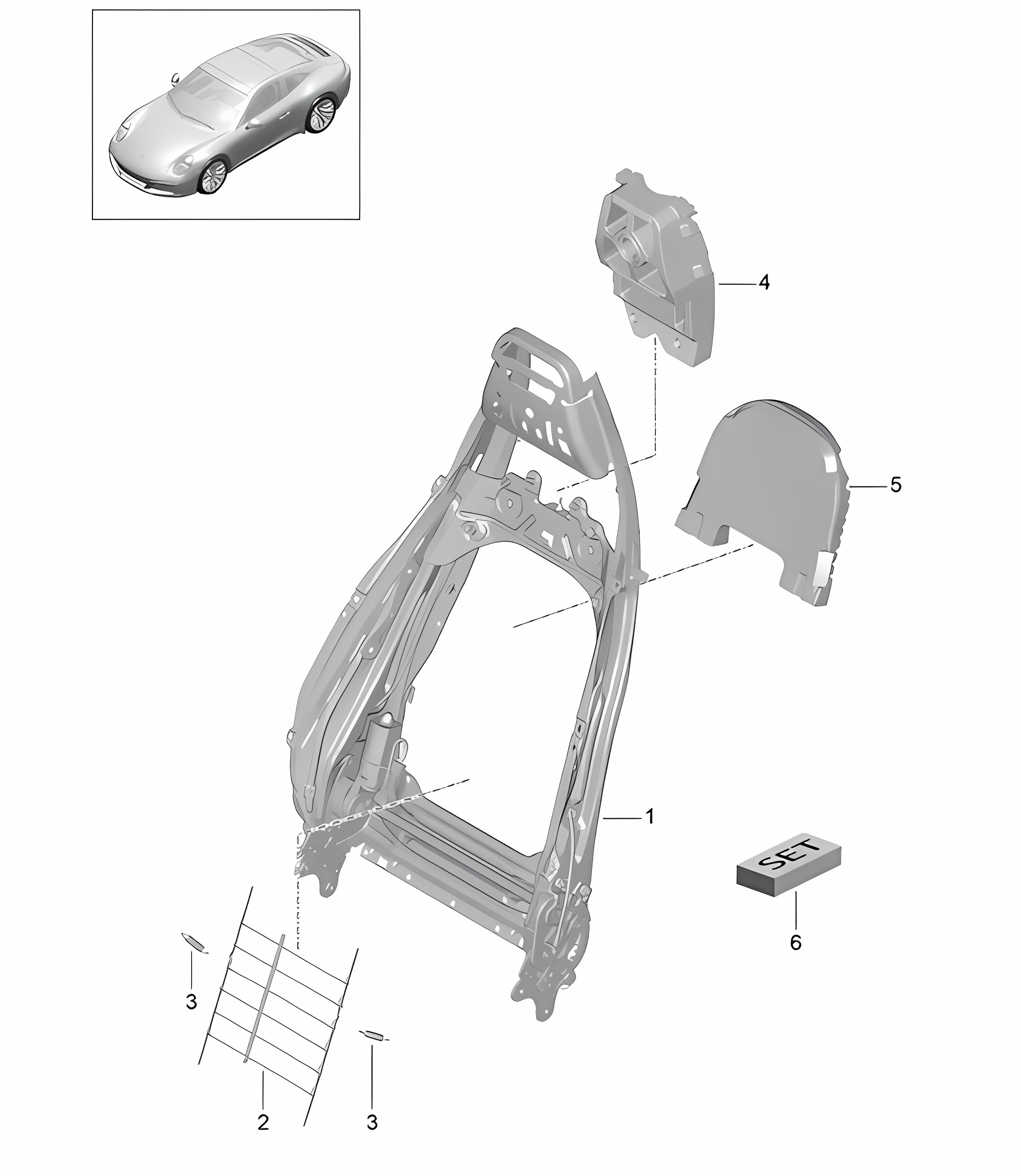 Backrest frame / Sports seat  / Accessories 991.2 Carrera 2017-19