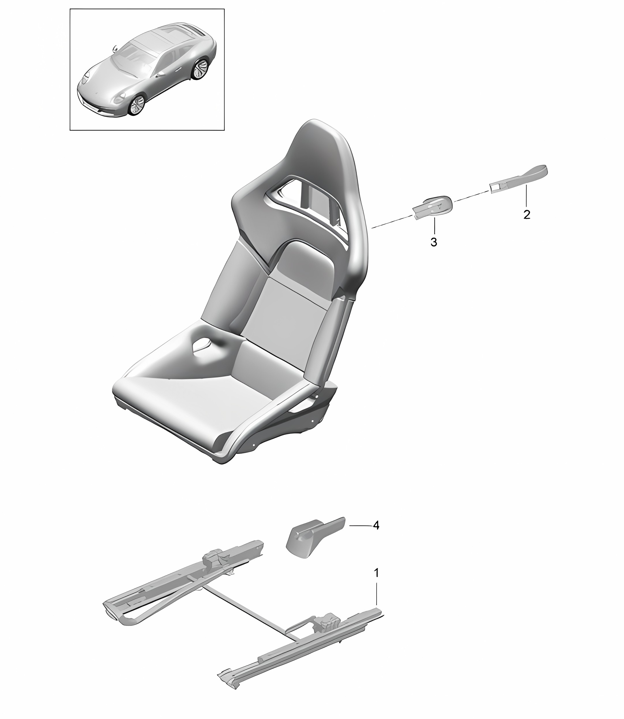 Bucket seat / Collapsible (complete) 991.2 Carrera 2017-19
