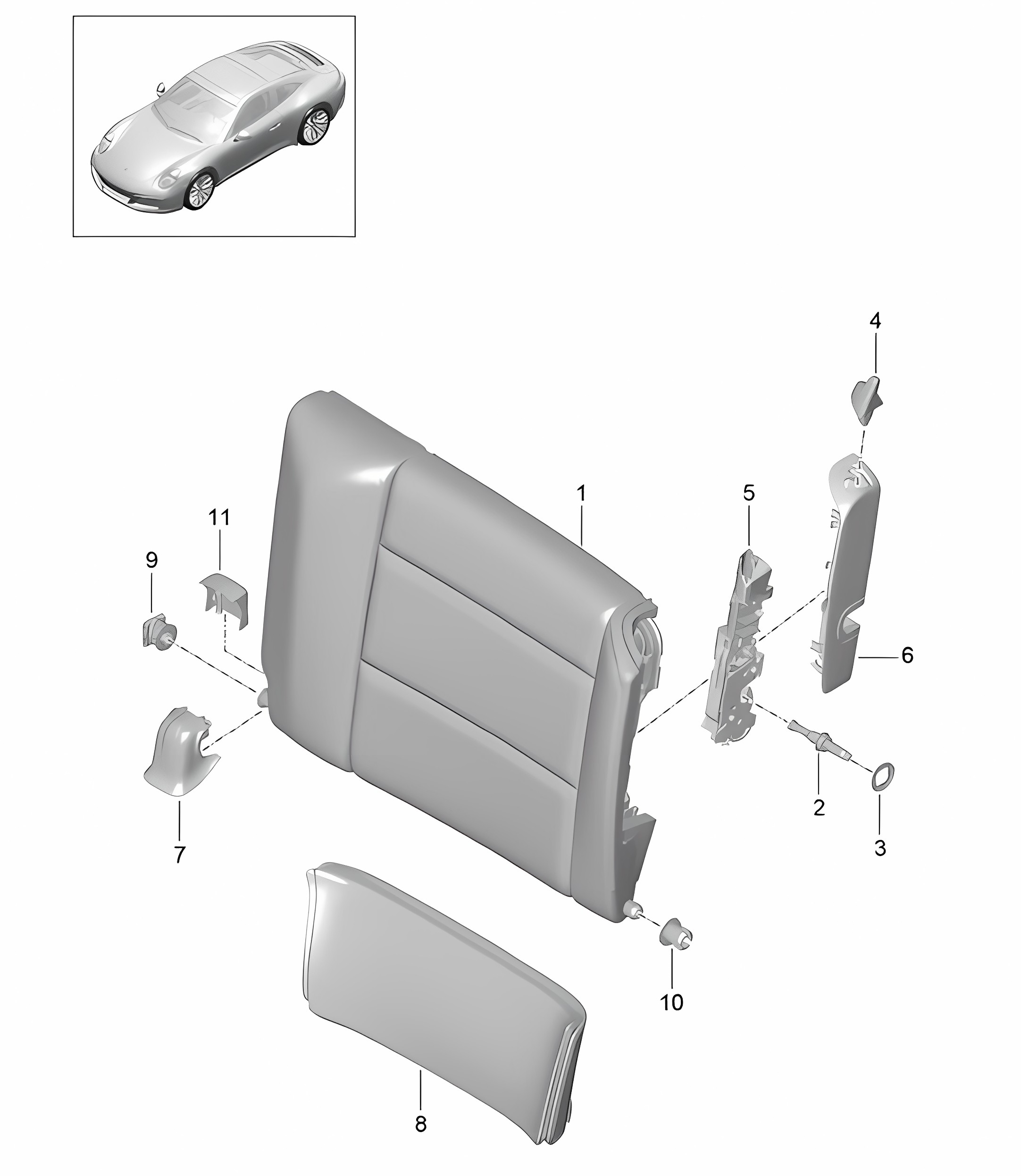 Emergency seat backrest / Accessories - CABRIO, TARGA - 991.2 2017-19