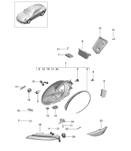 Diagram 905-000 Porsche Macan (95B) MK1 (2014-2018) Elektrische Ausrüstung