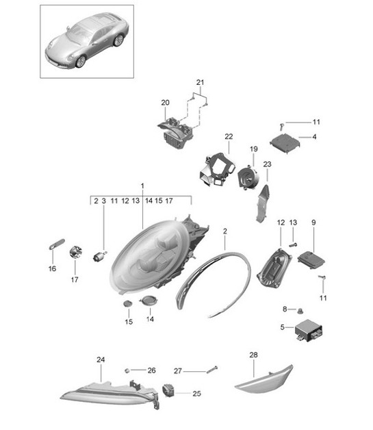 Diagram 905-003 Porsche 911 & 912 (1965-1989) Electrical equipment
