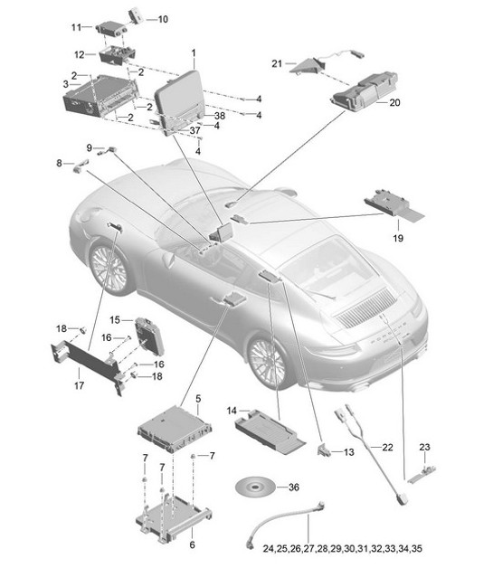 Diagram 911-000 Porsche 997 (911) MK2 2009-2012 Electrical equipment