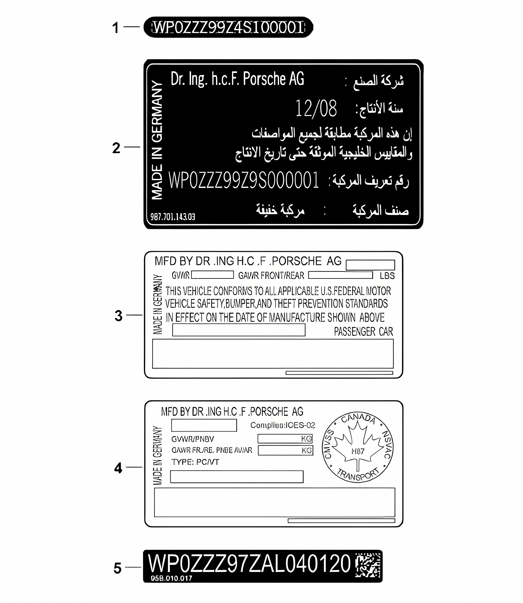 Signs / notices 991 R/GT3/RS 2014-21