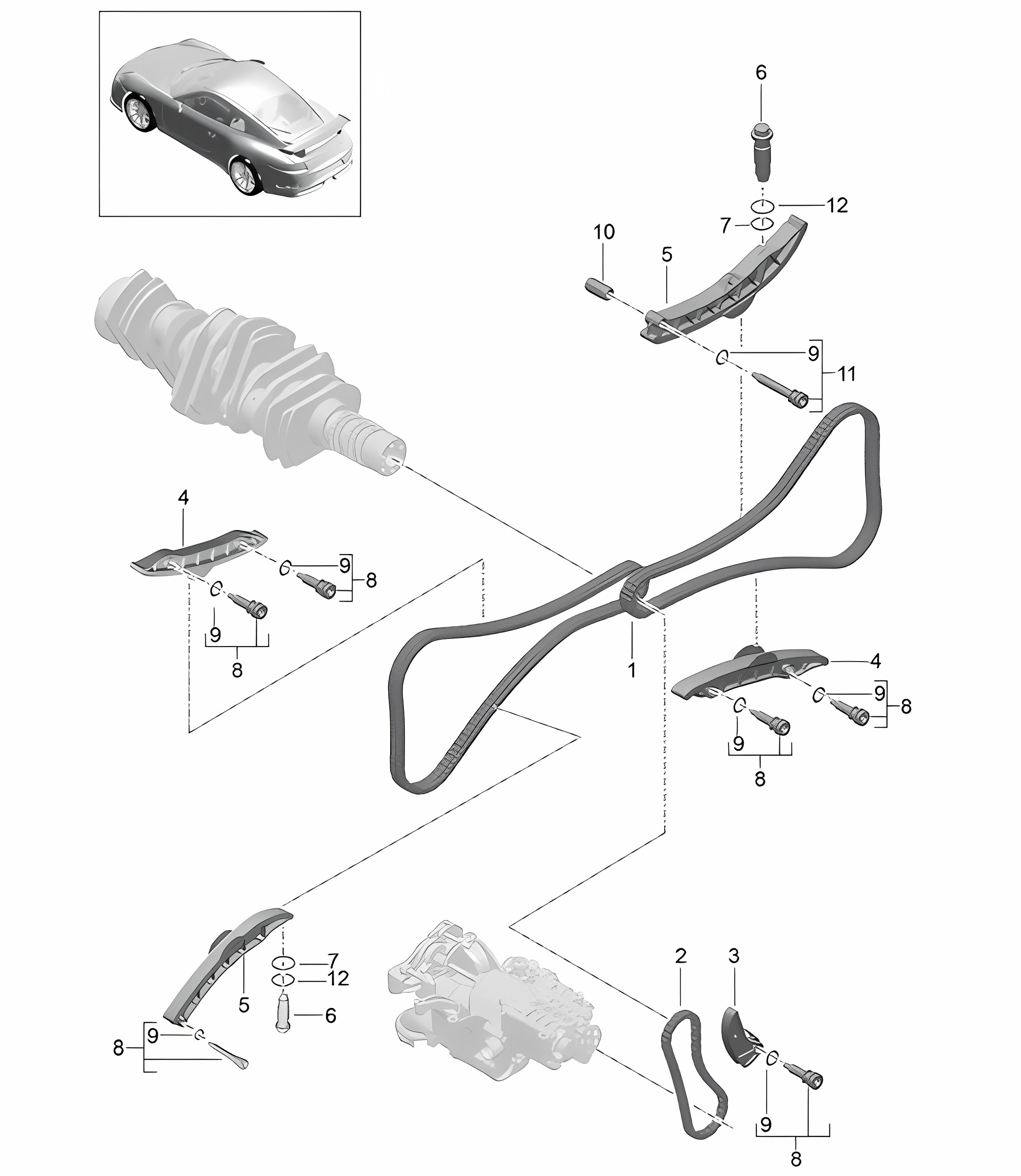 Chain tensioner / Valve control 991 R/GT3/RS 2014-21