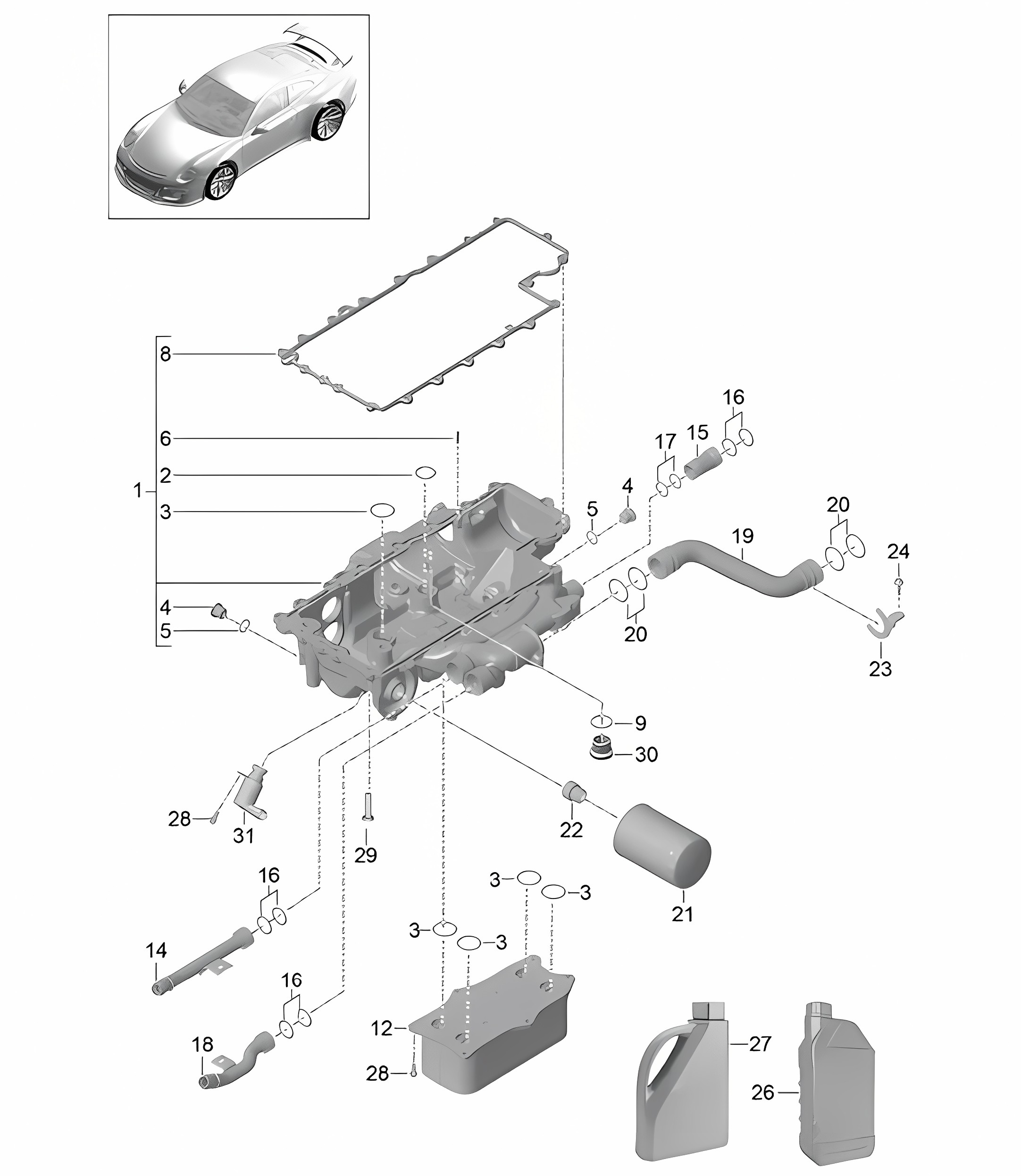 Oil filter / Console 991 R/GT3/RS 2014-21