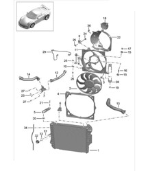 Sistema de refrigeración del líquido refrigerante / Enfriador del líquido refrigerante / Ventilador del radiador 991 R/GT3/RS 2014-21