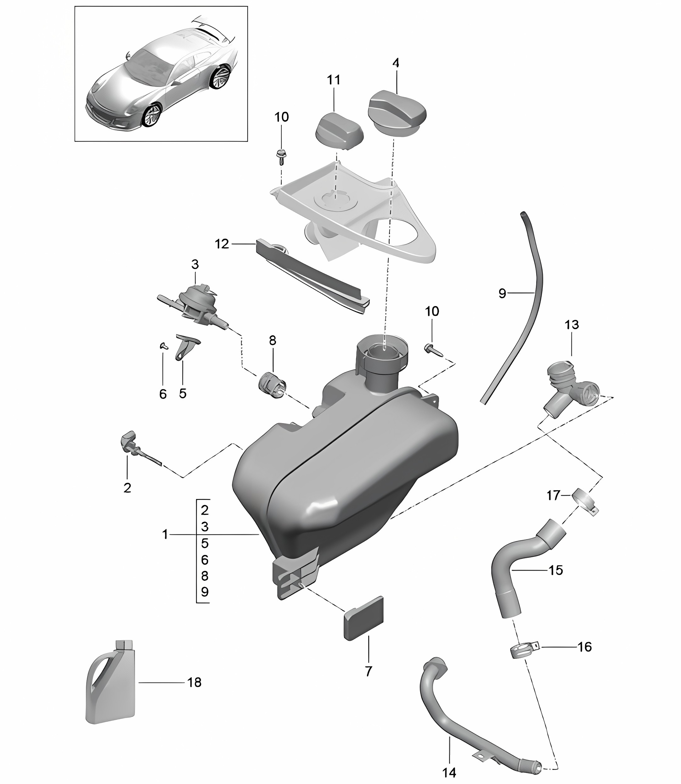 Coolant cooling system / Reservoir 991 R/GT3/RS 2014-21