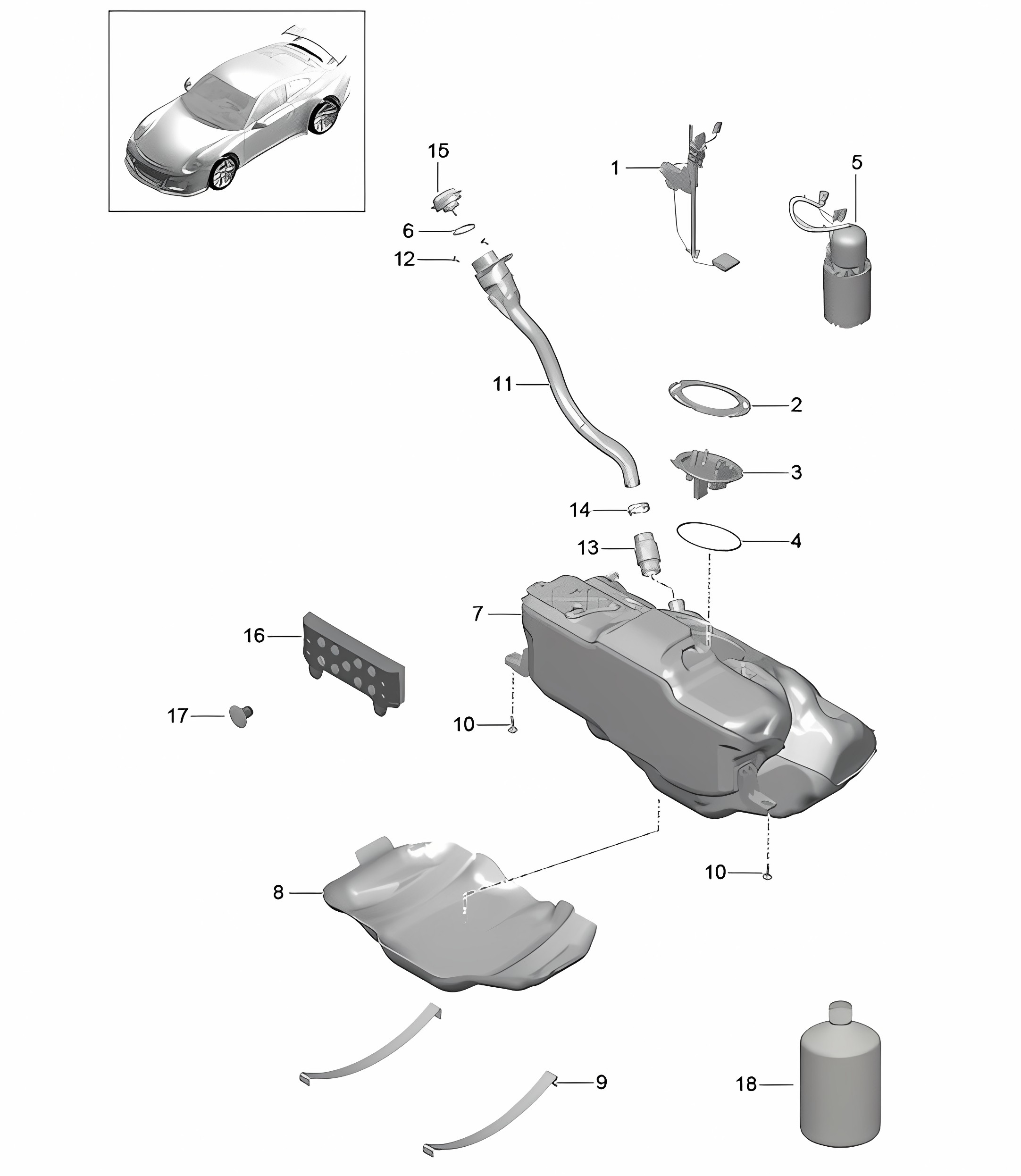 Fuel tank 991 R/GT3/RS 2014-21