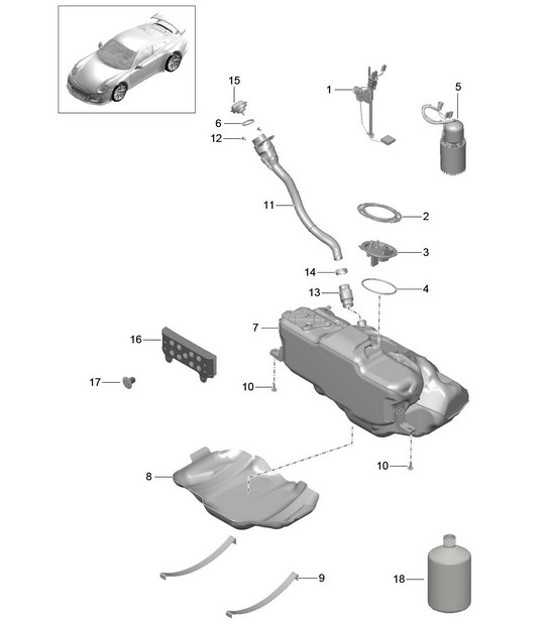 Serbatoio carburante 991 R/GT3/RS 2014-21