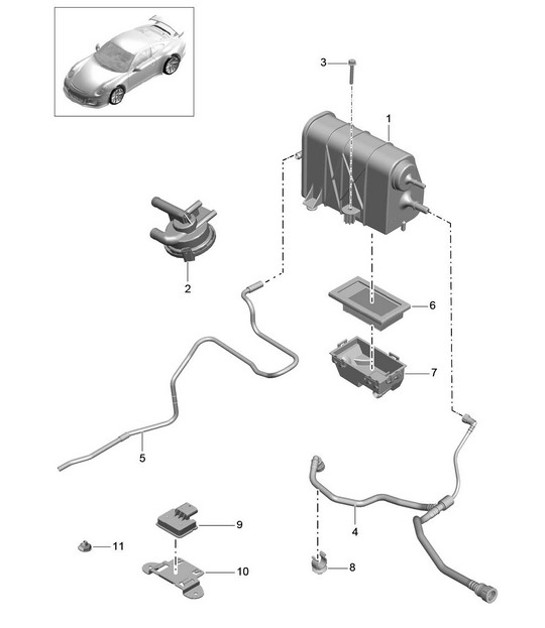 Contenitore per carbone attivo 991 R/GT3/RS 2014-21