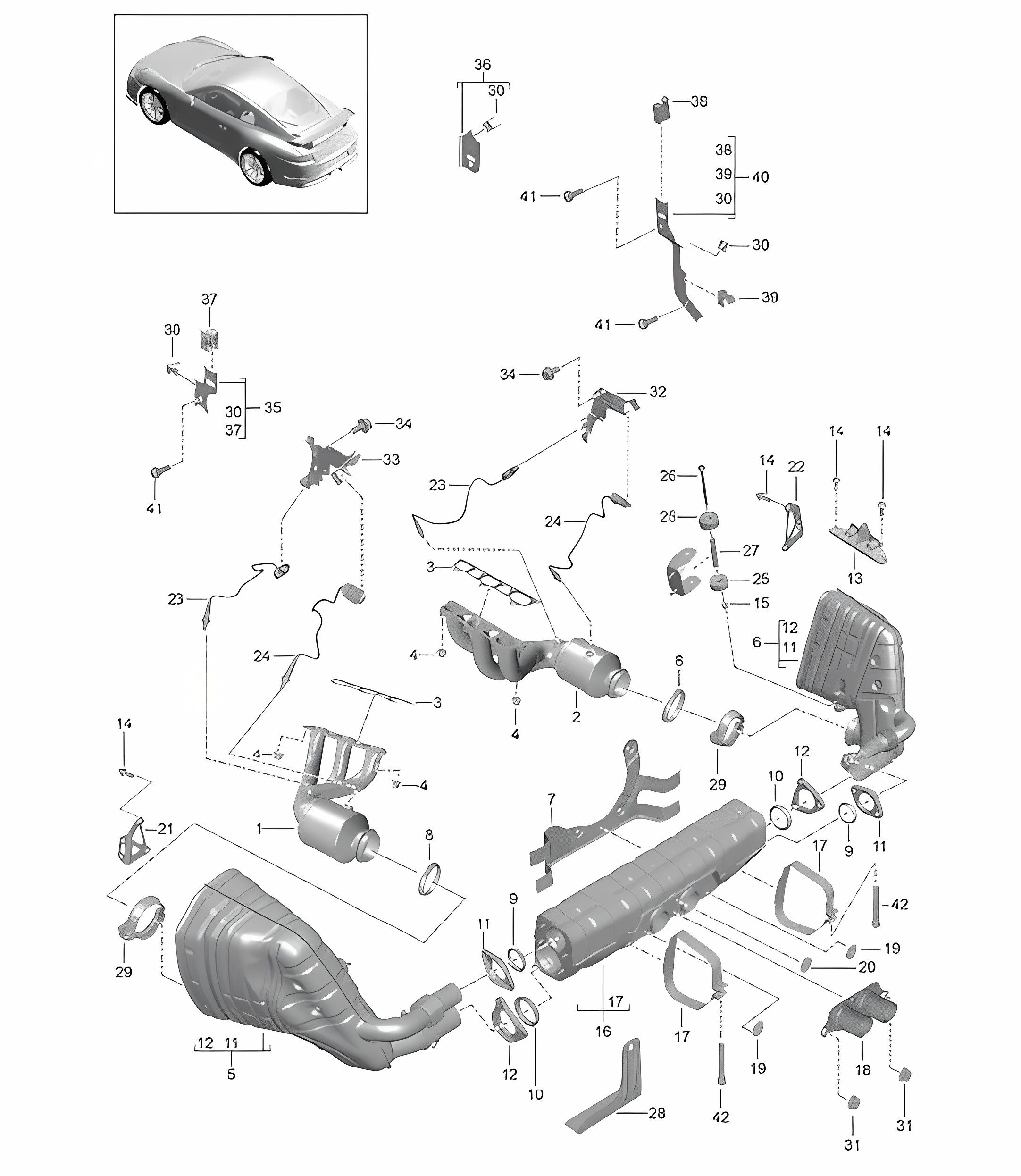 Exhaust system (Model: A175) 991 GT3 3.8L 2014-17