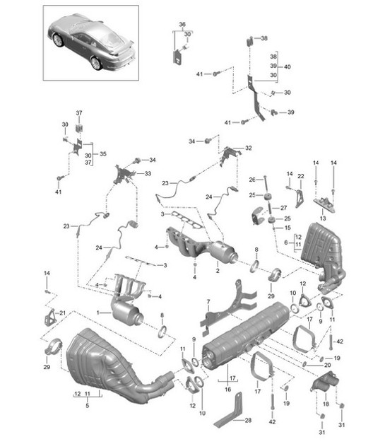 Impianto di scarico (Modello: A175) 991 GT3 3.8L 2014-17