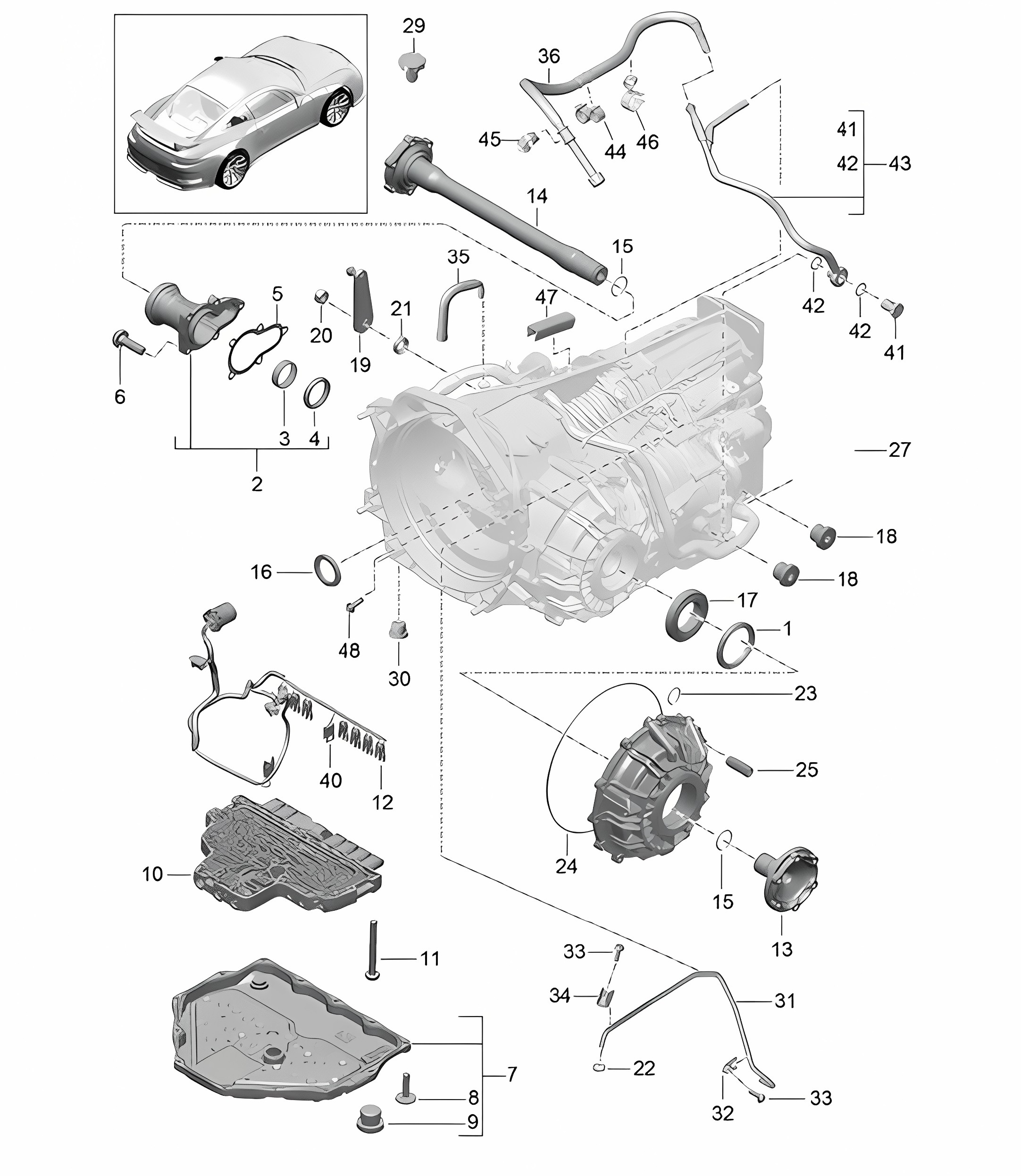 - PDK - Gearbox / Individual parts (Model: CG190,CG192, CG195) 991 R/GT/GT3 2014-21