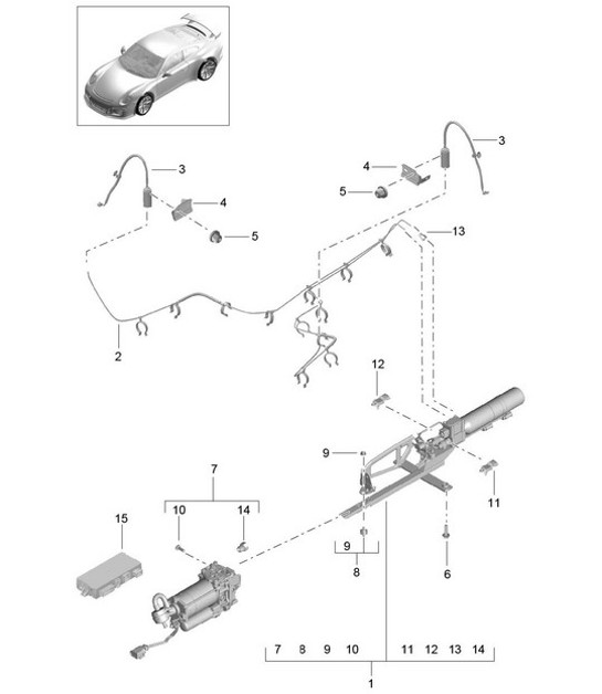 Diagram 402-004 Porsche 991.1 Carrera C2 3.4L (350 Bhp) 2012-16 Front Axle, Steering 