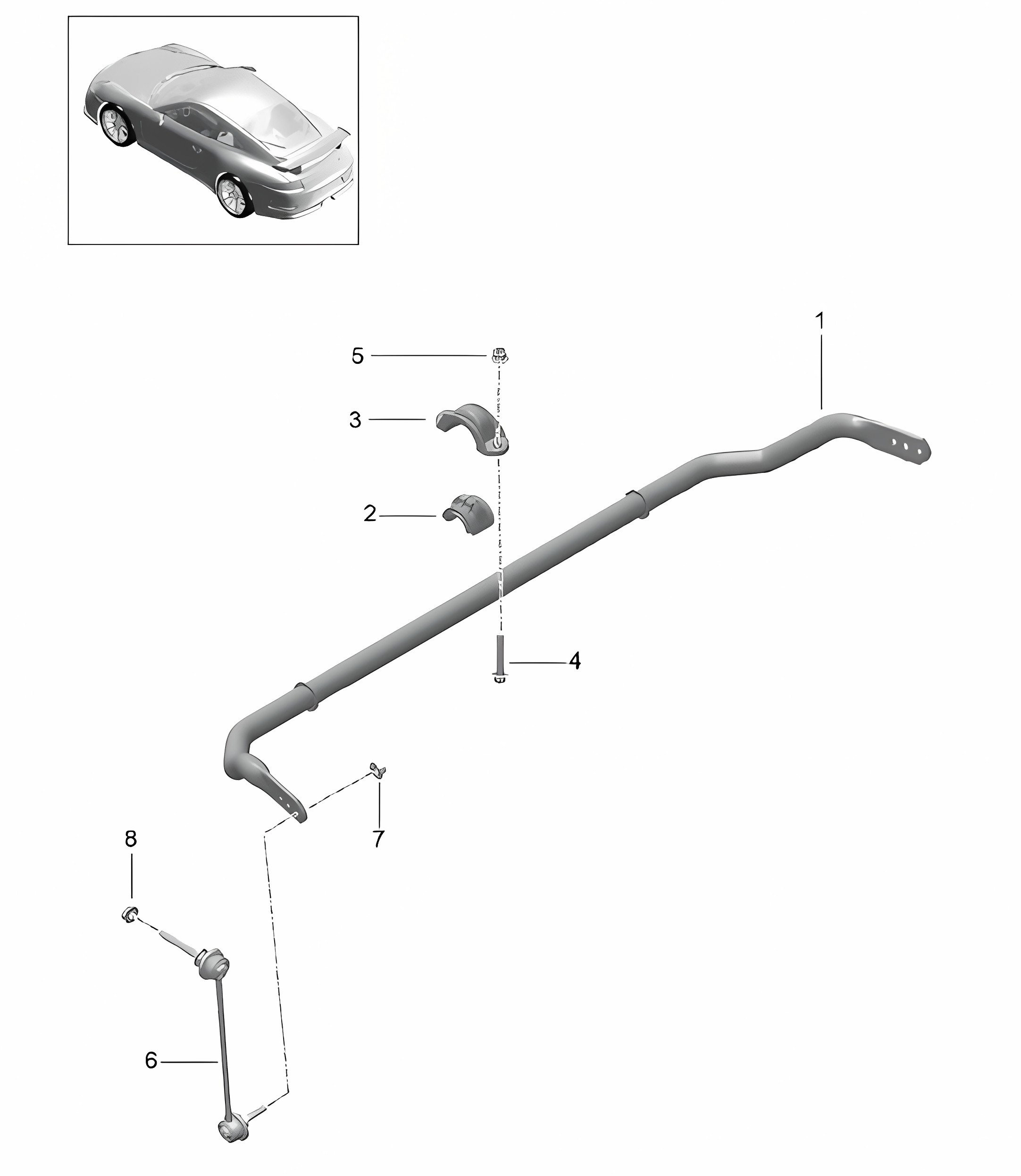 Anti-roll bar 991 R/GT3/RS 2014-17