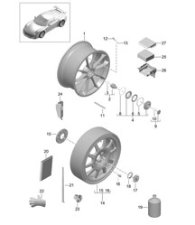 Lichtmetalen velg / Centrale vergrendeling 991 R/GT3/RS 2014-17